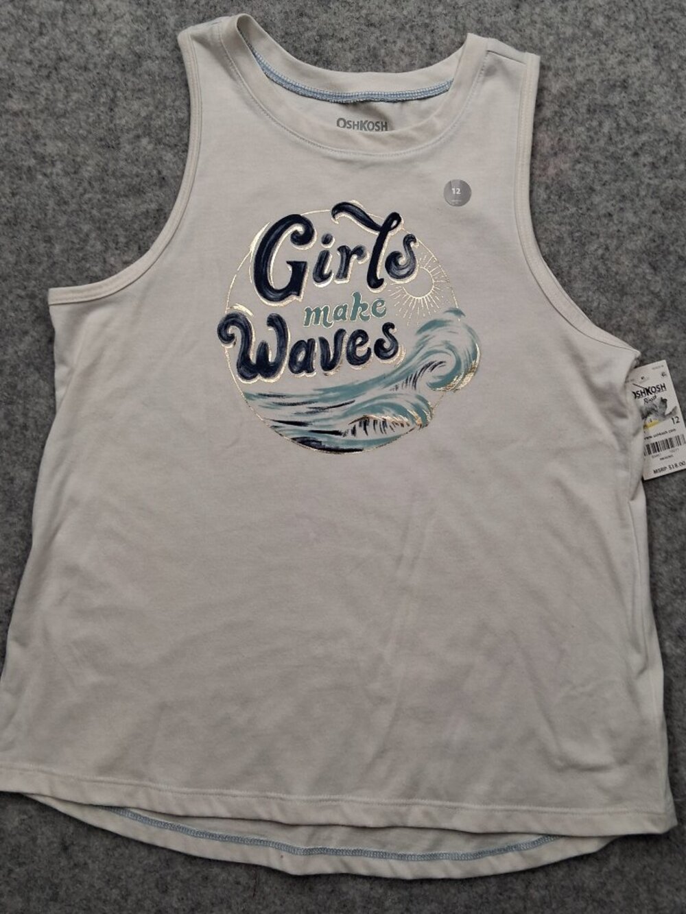 Oshkosh girls shirt size 12 white and blue New with tags